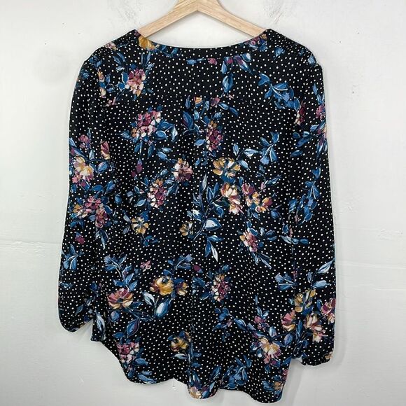 By & By Floral Polka Dot Peasant V Neck Career Top size 2X - Picture 2 of 13